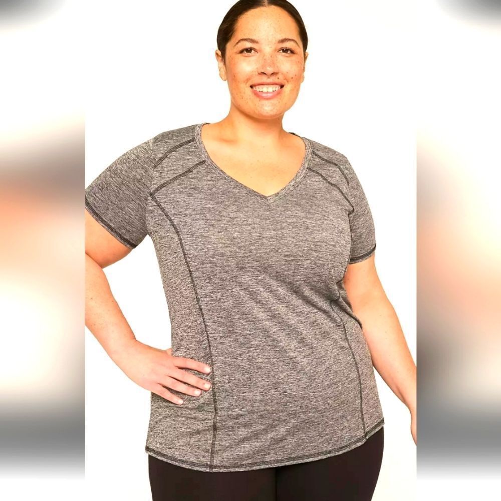 Gray V-Neck Women's Top - Picture 1 of 6